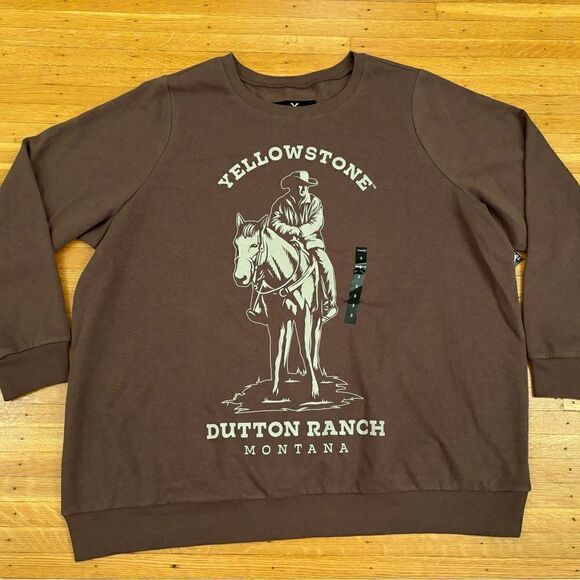 Torrid Yellowstone Dutton Ranch Montana brown crewneck NWT - Picture 1 of 5